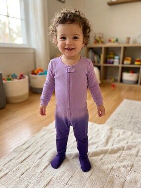 Leveret Baby Organic Cotton Ombre Footed Sleeper Purple Size 18-24M